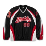 BORN X RAISED + DIABLOS V-NECK PULLOVER: BLACK / RED
